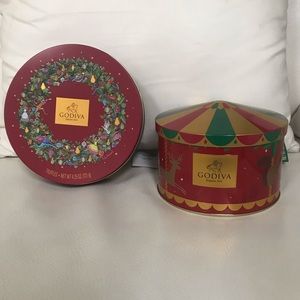 Lot of 2 Godiva Collectible tin boxes